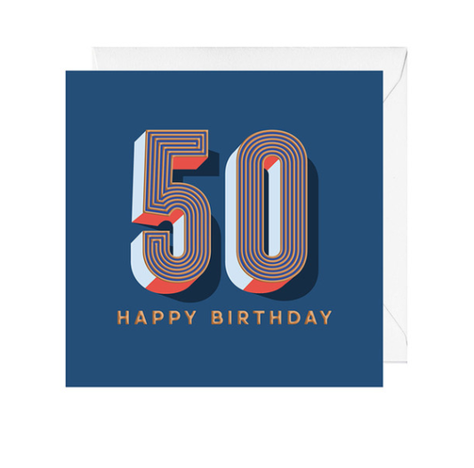 50th Blue Birthday Card