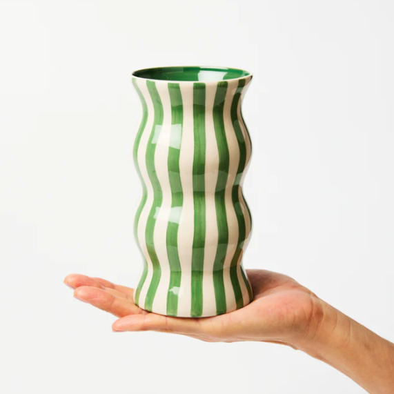 Palma Green Stripe Vase