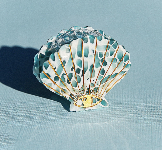 Teal Terrazzo Shell Claw