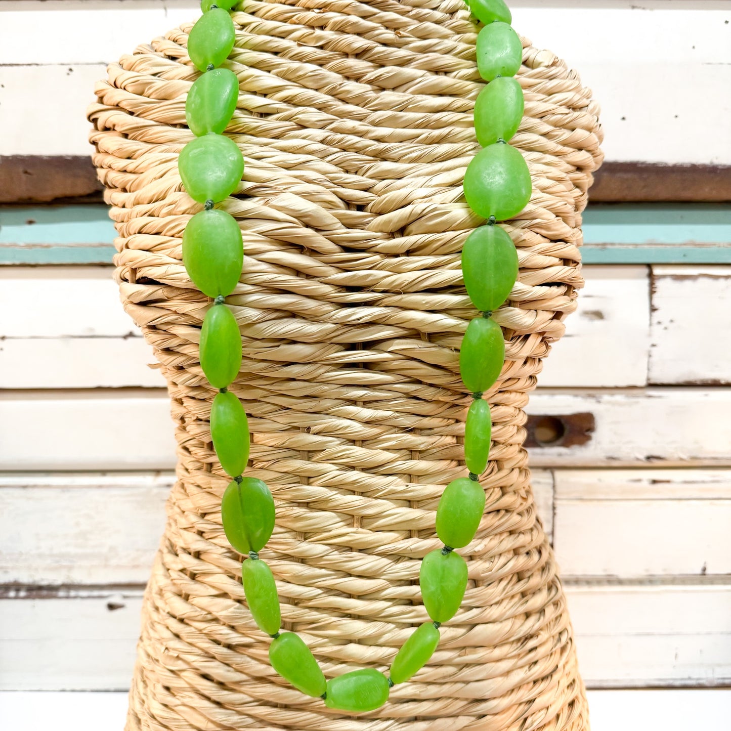 The Brightside Store | Pebble Necklace - Grape - string of oval resin beads in lime grape green tones