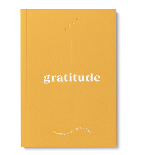 Yellow inspirational journal titled 'gratitude' 