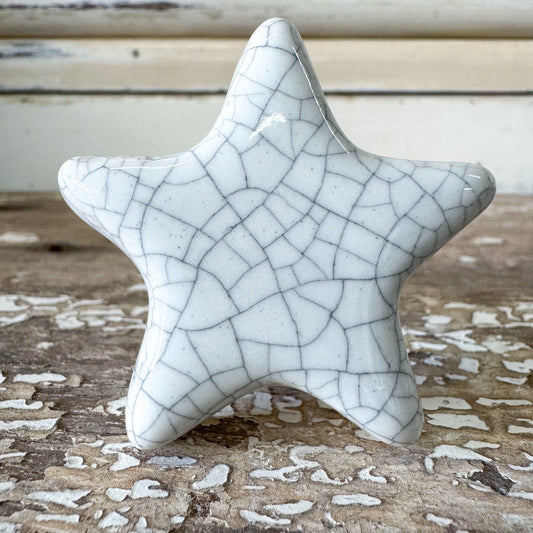 White Star Ceramic Doorknob with crackle finish