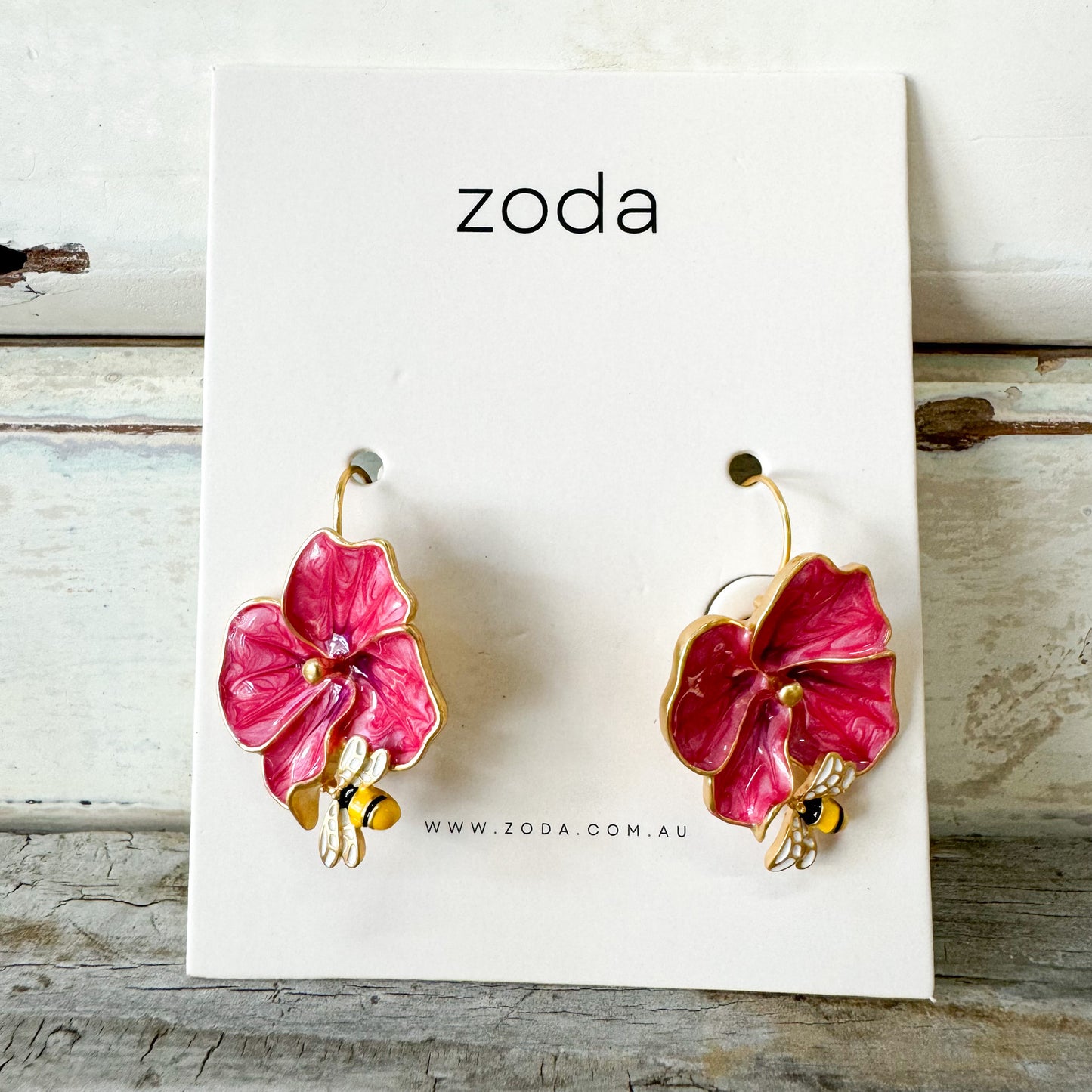 ZODA Enamel Flower Bee Earrings