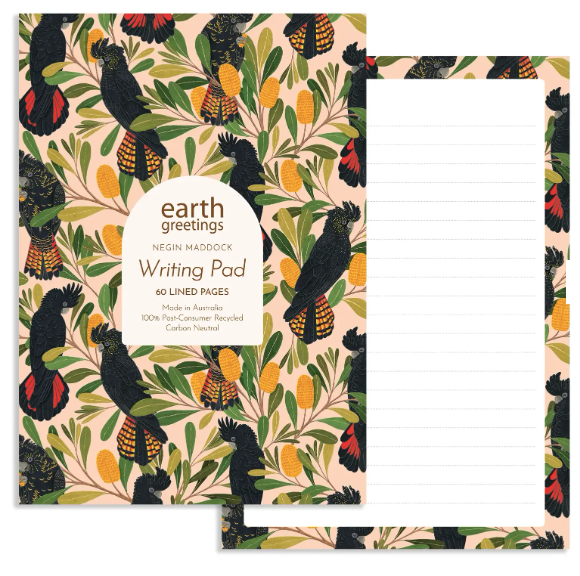 Writing pad with koala design and 'earth greetings' branding