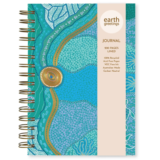 Journal with decorative cover and 'earth greetings' branding