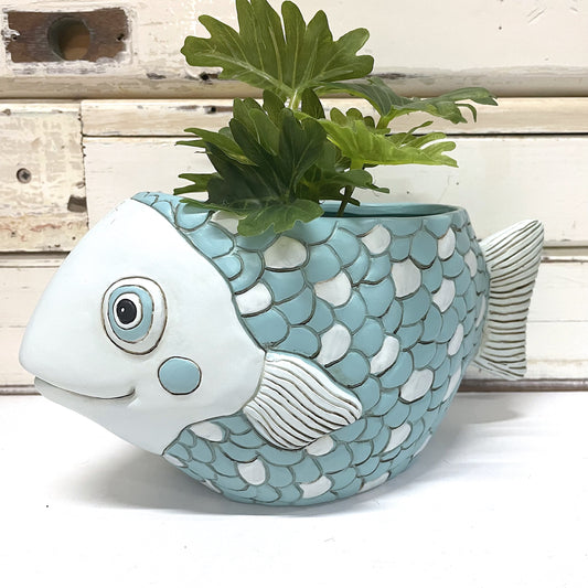 Allen Designs - Blue Fish Planter