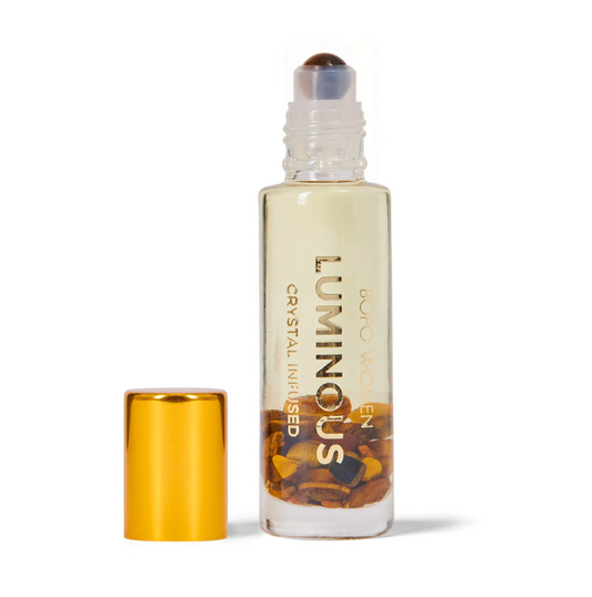 A crystal infused essential oil earthy blend to cultivate confidence & inner strength in your life. Available at The Brightside Store.