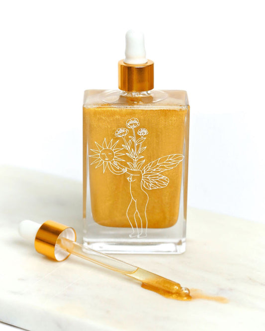 Bopo Women - Summer Solstice Body Oil An all natural deeply hydrating shimmer oil with Ylang Ylang, Grapefruit, Mandarin & Sweet Orange. Available at The Brightside Store.