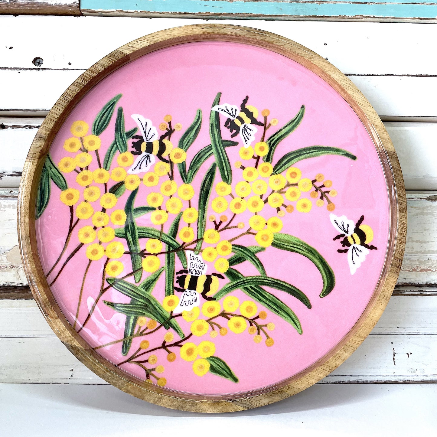 Wattle & Bees Tray - Blush