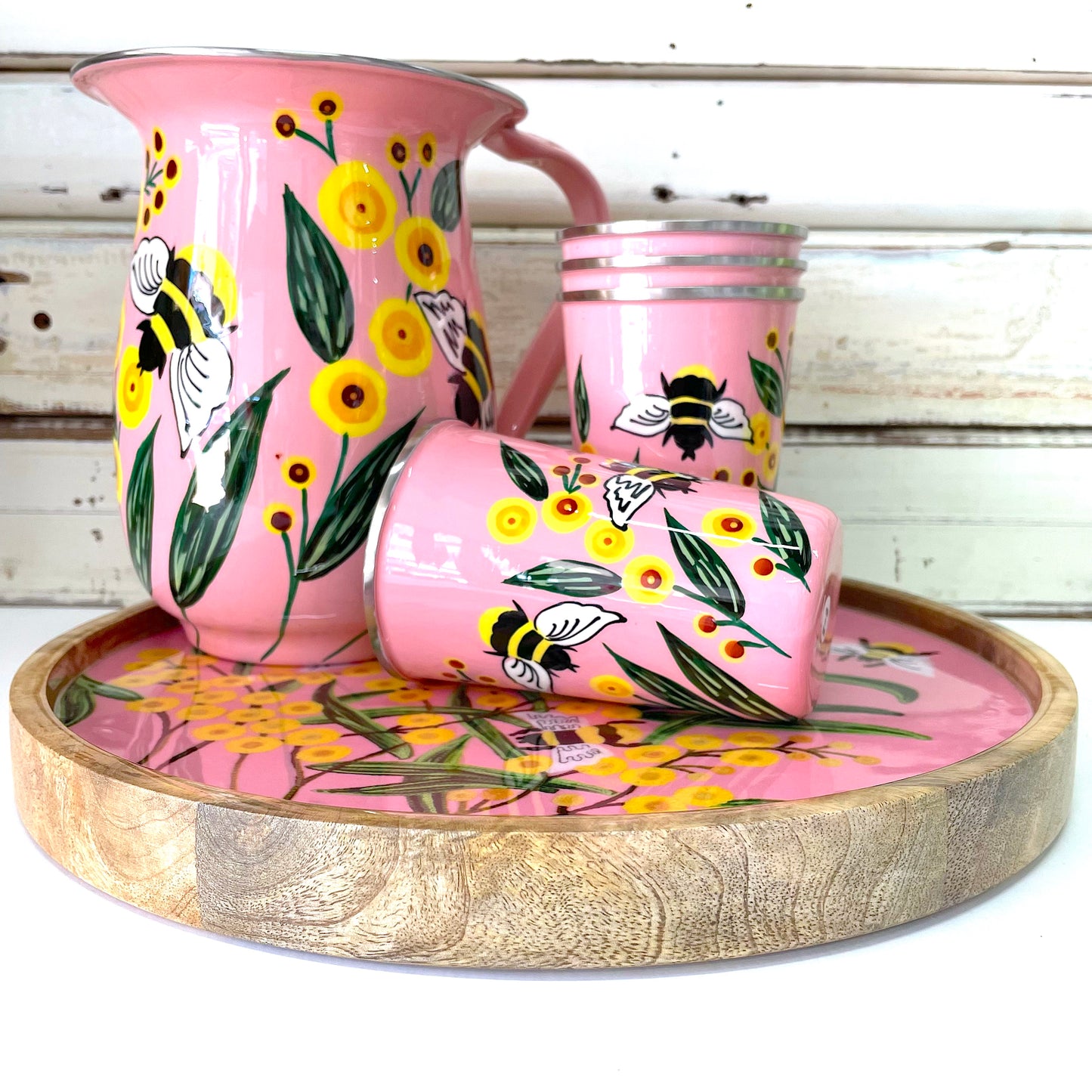 Wattle & Bees Jug - Blush