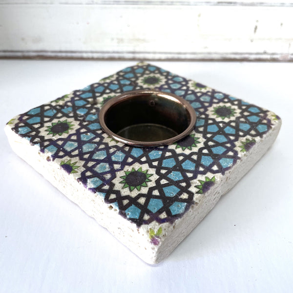 Moroccan Travertine Candleholder -#23