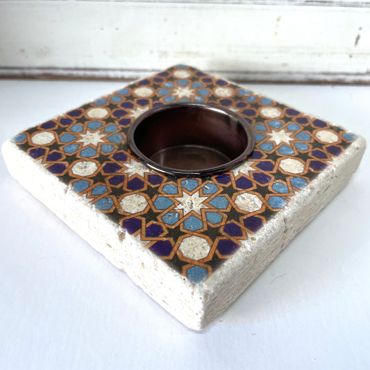 Moroccan Travertine Candleholder -#4