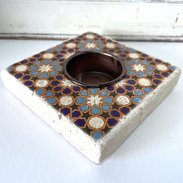 Moroccan Travertine Candleholder -#4