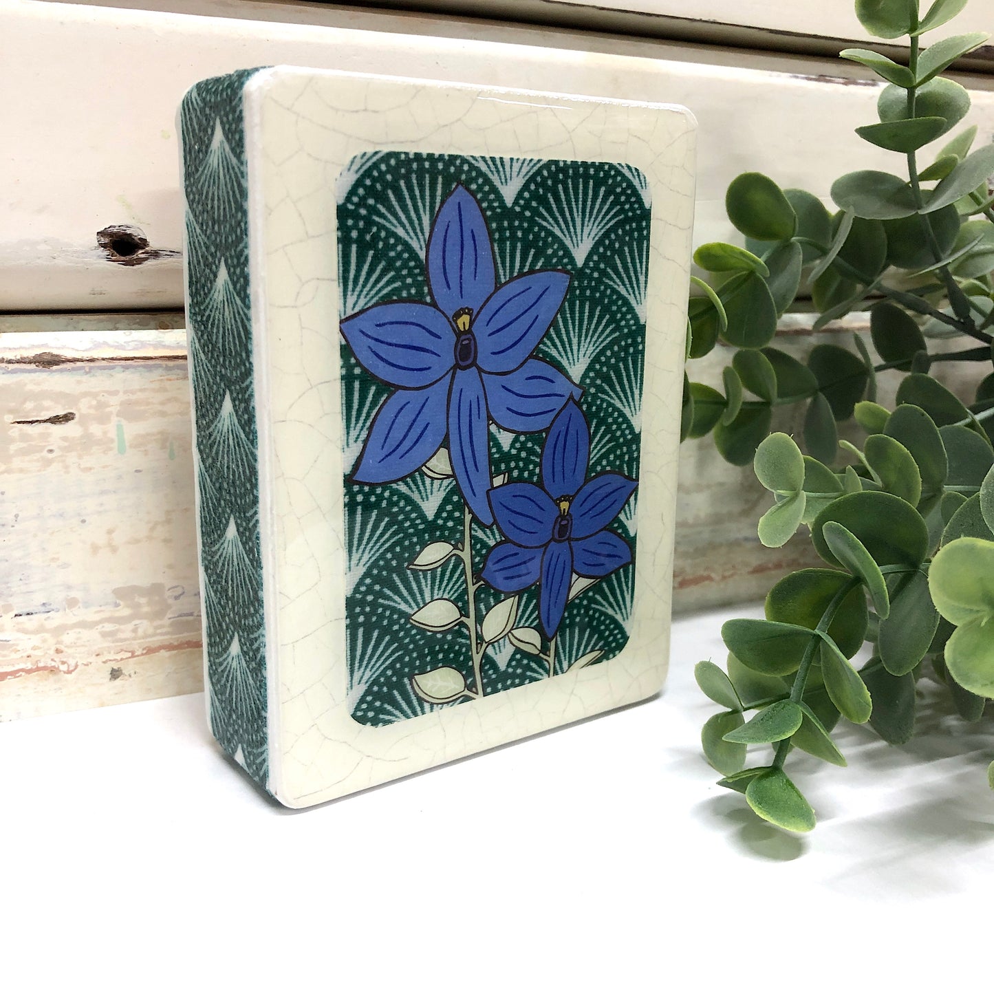 Mini Woodblock - Blue Orchid