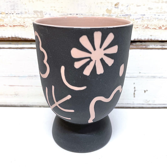 JONES AND CO SMALL CERAMIC PLANTER PINK GREY