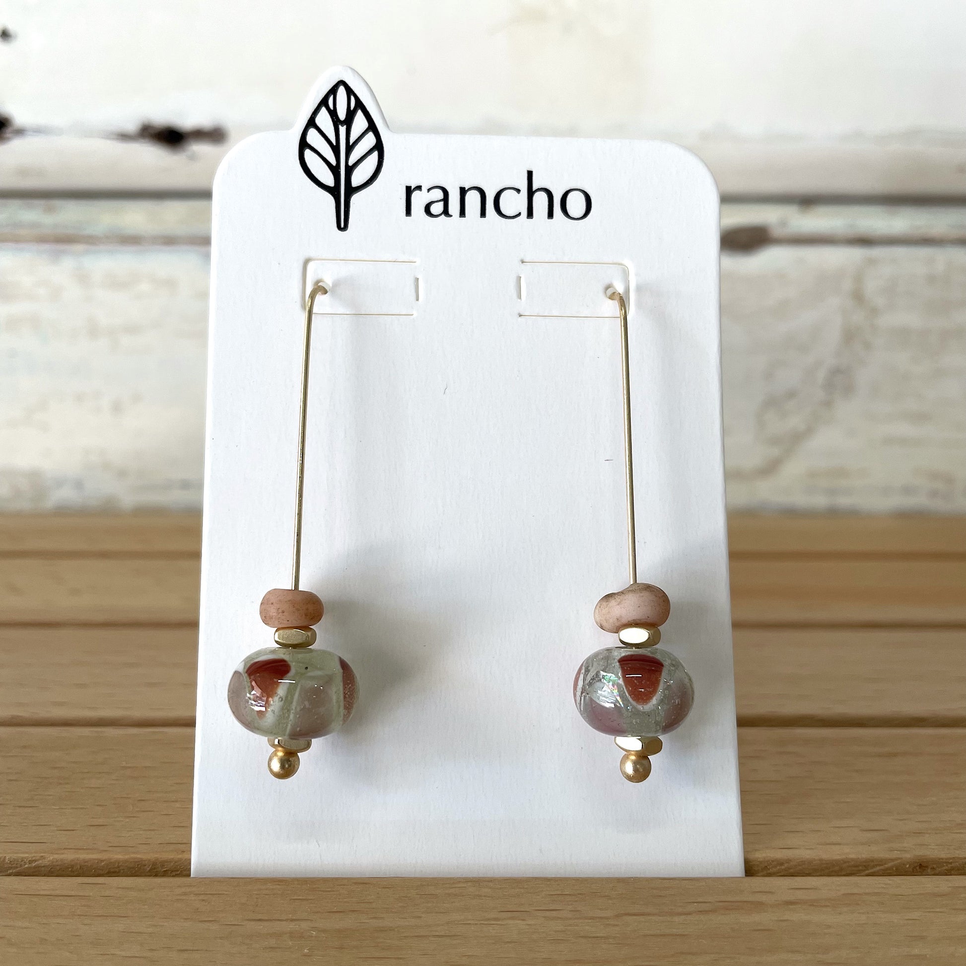 RANCHO DESIGN Red Glass Hook Earrings A pair of red glass hook earrings 